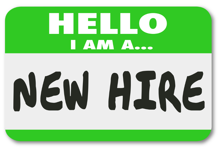 remote work recruitment sticky notes with words Hello I am a New Hire
remote work recruitment